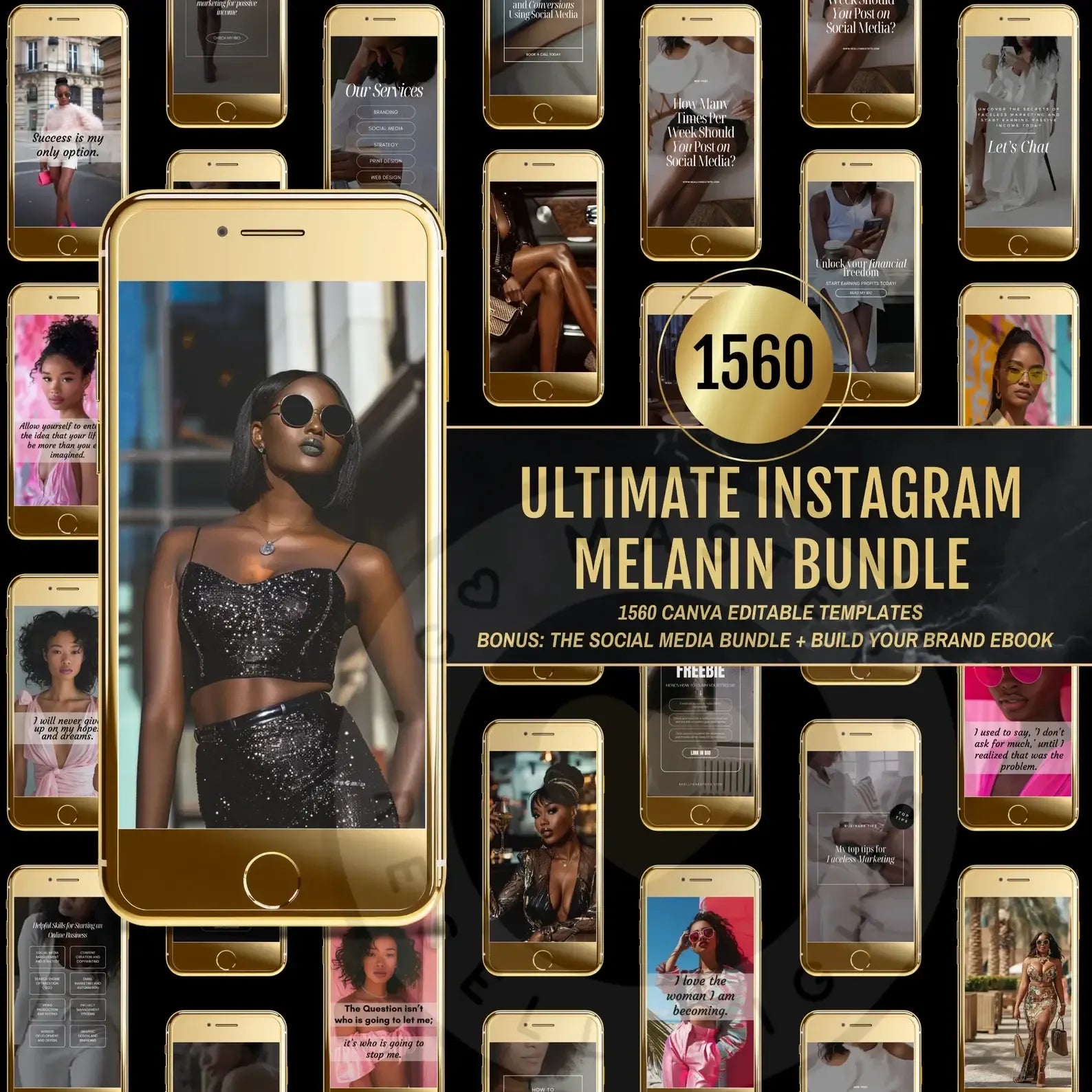 1560 Melanin Social Media Bundle + Editable Templates (with Resell Rights)