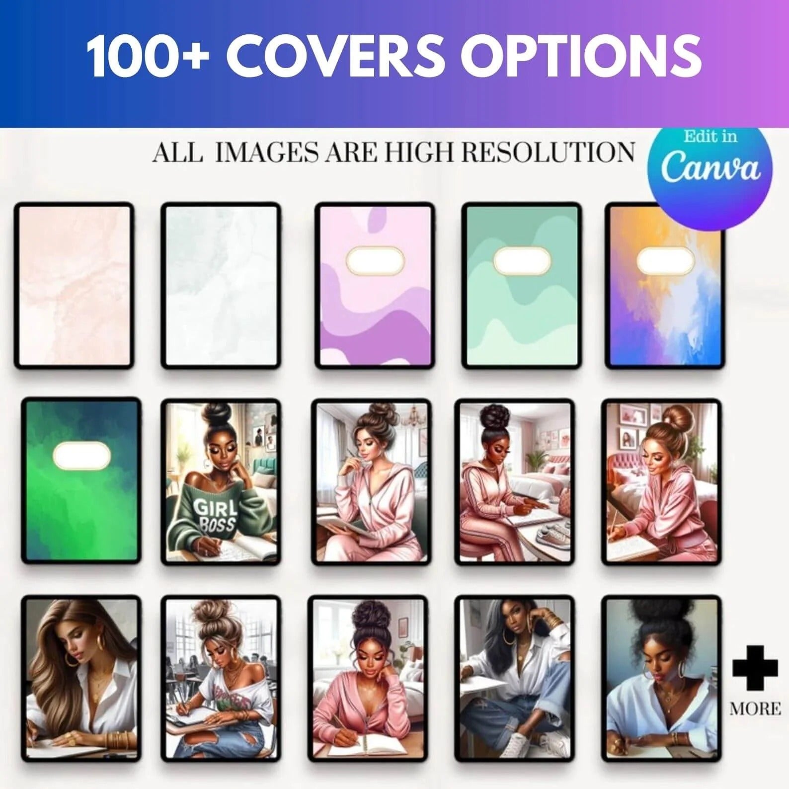 Non-Dated Editable Planners, 560 Pages Planners, 7000+ Stickers, 100+ Covers (Lifestyle, Productivity, Finance, Wellness, etc.) with Resell Rights