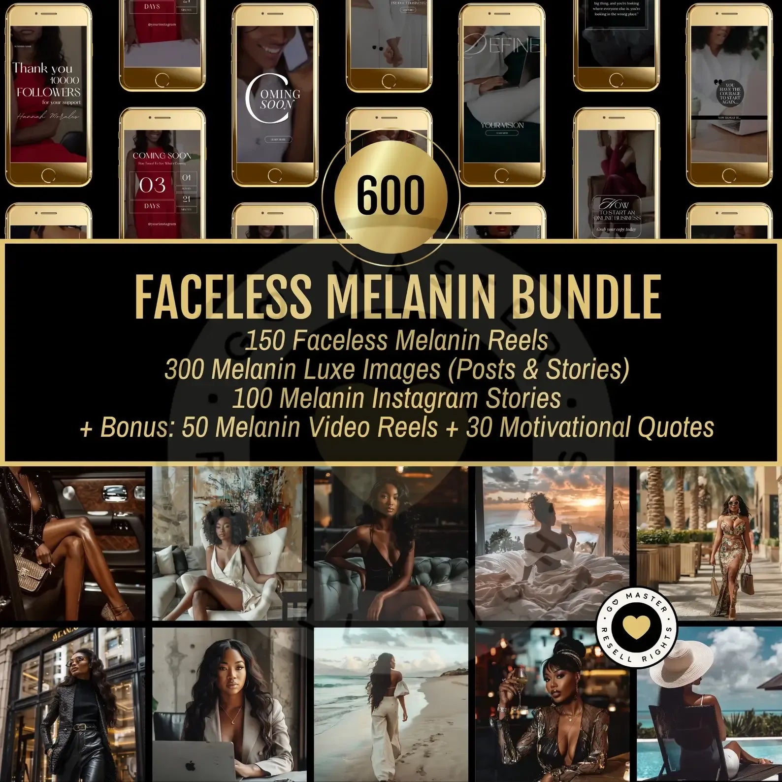 1560 Melanin Social Media Bundle + Editable Templates (with Resell Rights)