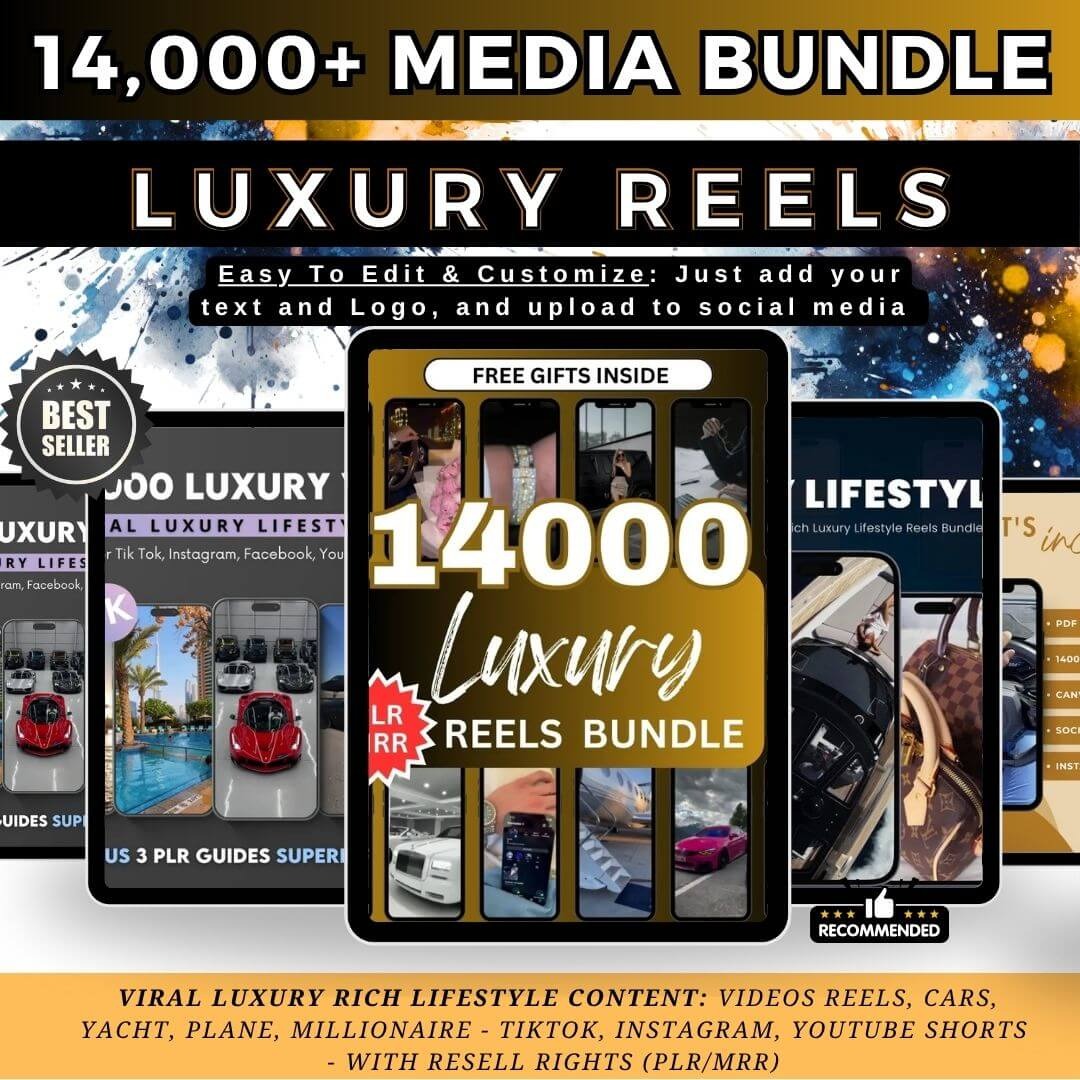 14,000 Viral Luxury Rich Lifestyle Content: Videos Reels, Cars, Yacht, Plane, Millionaire - TikTok, Instagram, YouTube Shorts - Instant Download (PLR/MRR)