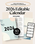 2026 Editable Calendar Weekly, Monthly, & Yearly