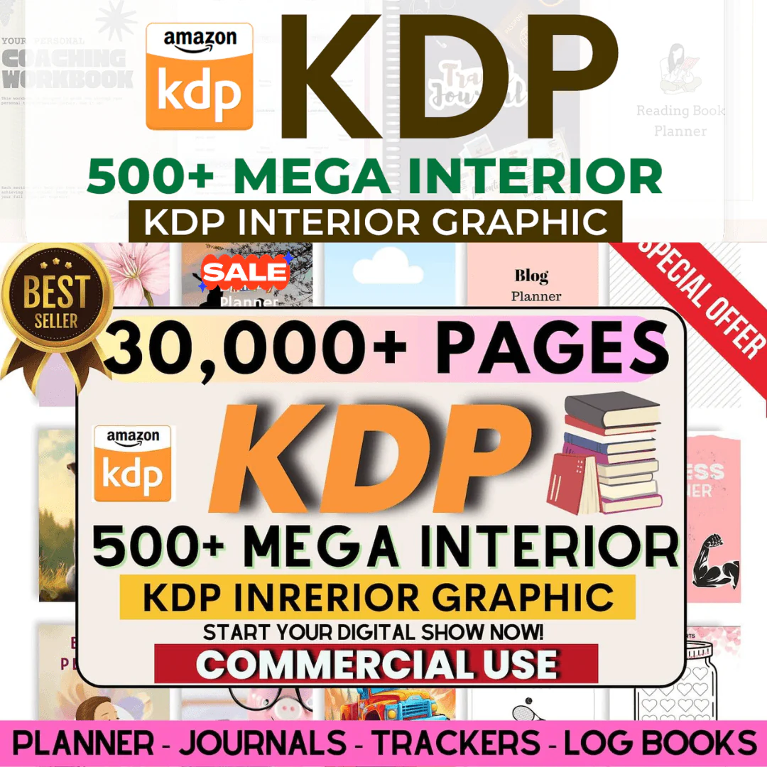 500+ Mega Interior Content 30,000 Pages KDP Content | Planners, Journals, Trackers & Loabooks
