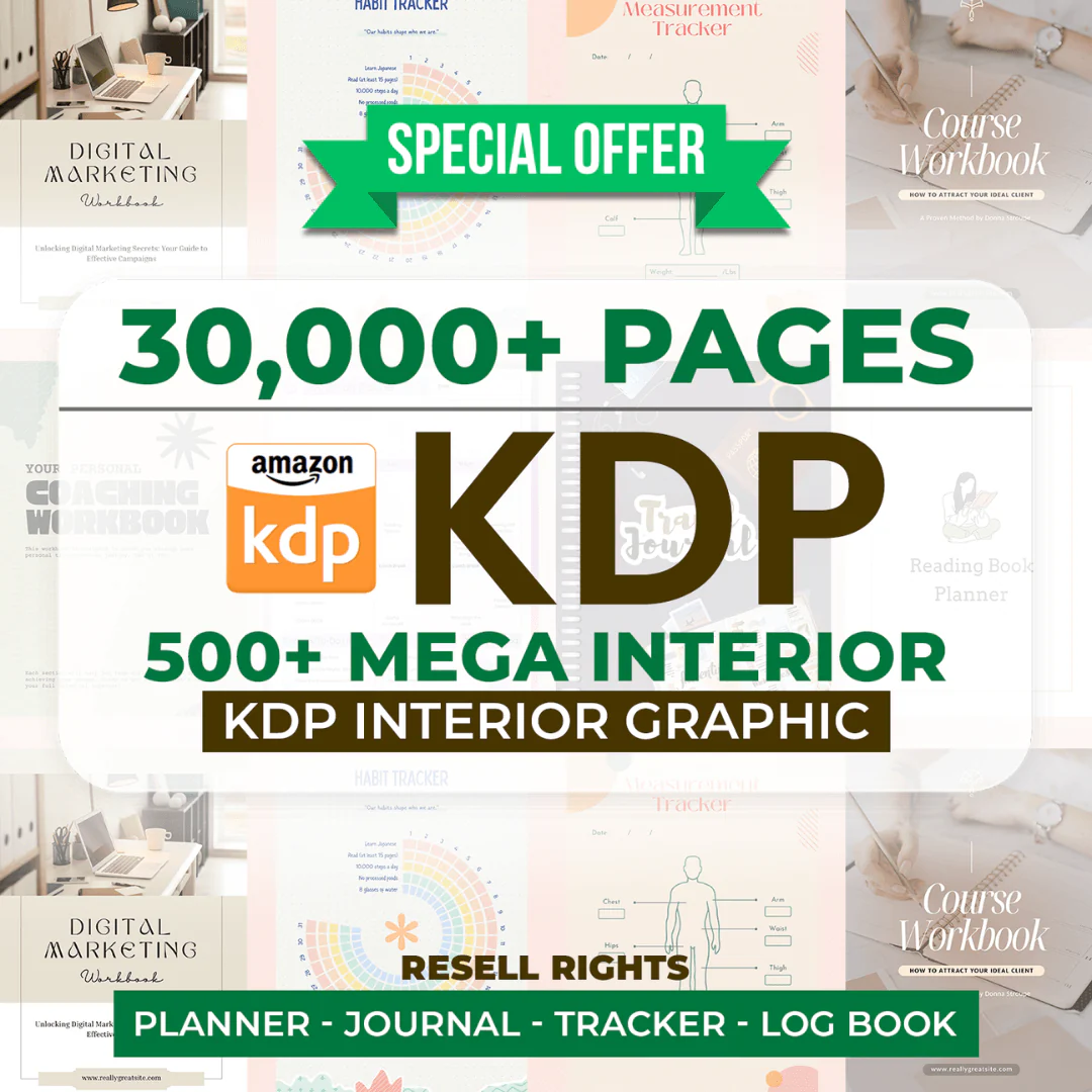500+ Mega Interior Content 30,000 Pages KDP Content | Planners, Journals, Trackers & Loabooks